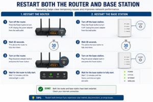 Restart both the router and base station
